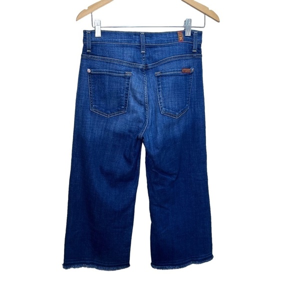 7 For All Mankind Wide Leg Capris Raw Hem High Rise Size 26 - Picture 12 of 12
